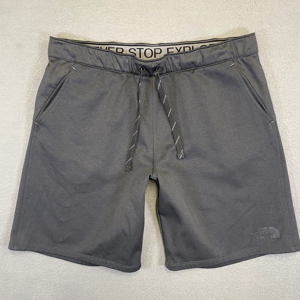 The North Face Athletic Shorts Mens Large Gray Fleece Drawstring Activewear